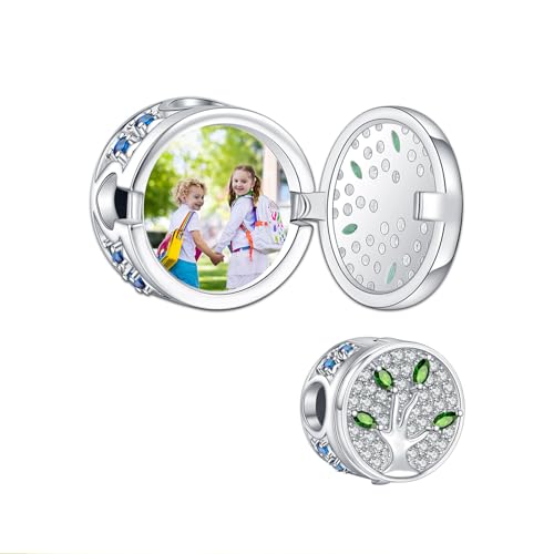 LaMenars Personalisierte Charm 925 Sterling Silber Foto Beaded DIY Armband Charm Geburtstagsgeschenke für Familie Freunde von LaMenars