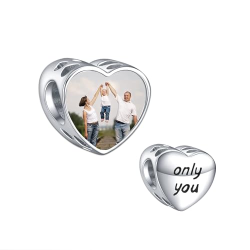 LaMenars Personalisierte Foto Charme 925 Sterling Silber Personalisierung Brief Only YOU Charme Perle kompatibel mit Frauen Armband Halskette von LaMenars