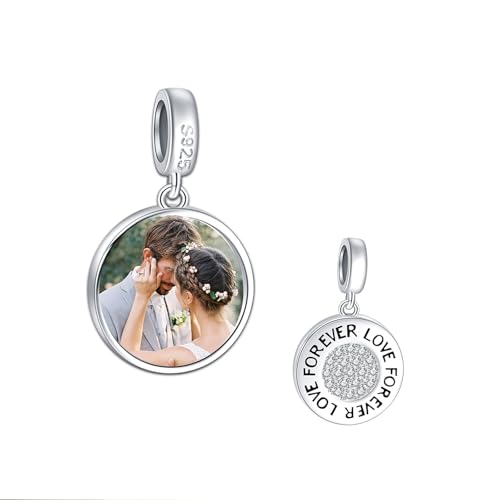 LaMenars Personalisierte Foto Charme Für immer Liebe 925 Sterling Silber Anhänger Damen Armband Halskette Schmuck von LaMenars