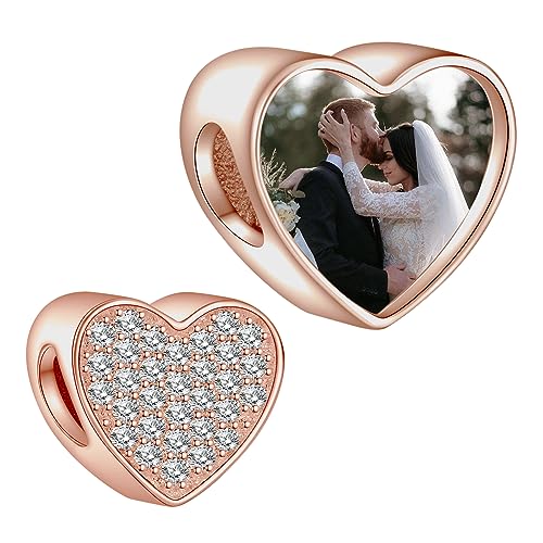 LaMenars Personalisierte Foto Charms Herz Rose Gold Perlen benutzerdefinierte Foto Cubic Zirkonia Frauen Armband und Halskette Mädchen Geschenk LaMenars Personalisierte Foto Charms Herz Rose Gold Perlen benutzerdefinierte Foto Cubic Zirkonia Frauen Armband und Halskette Mädchen Geschenk von LaMenars