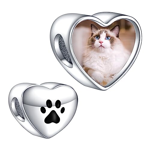 LaMenars Personalized Photo Charms Paw Print Perlen Sterling Silber Anpassen Bild Hund Katze Herz für Frauen Armbänder und Halsketten Geschenke für Mädchen LaMenars Personalized Photo Charms Paw Print Perlen Sterling Silber Anpassen Bild Hund Katze Herz für Frauen Armbänder und Halsketten Geschenke für Mädchen von LaMenars