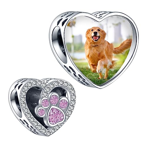 LaMenars Personalized Photo Charms Paw Print Rosa Perlen Sterling Silber Anpassen Bild Hund Katze Herz für Frauen Armbänder und Halsketten Geschenke für Mädchen LaMenars Personalized Photo Charms Paw Print Rosa Perlen Sterling Silber Anpassen Bild Hund Katze Herz für Frauen Armbänder und Halsketten Geschenke für Mädchen von LaMenars