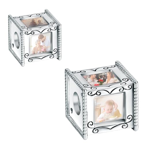 LaMenars Quadrat Mehrere Foto Charms Personalisierte Bild Charm 925 Sterling Silber Bead Fit Damen Armband Halskette Geschenk für Frauen LaMenars Quadrat Mehrere Foto Charms Personalisierte Bild Charm 925 Sterling Silber Bead Fit Damen Armband Halskette Geschenk für Frauen von LaMenars