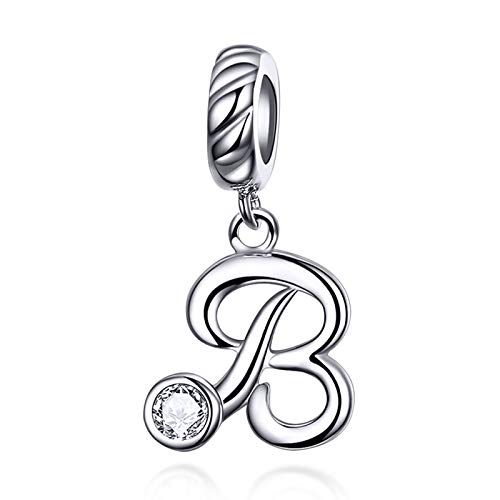 LaMenars Damen Charm-Anhänger Alphabet Buchstabe 925 Sterling Silber passend für, Chamilia und europäische Charm-Armbänder & Halsketten (Buchstabe B) LaMenars Damen Charm-Anhänger Alphabet Buchstabe 925 Sterling Silber passend für, Chamilia und europäische Charm-Armbänder & Halsketten (Buchstabe B) von LaMenars