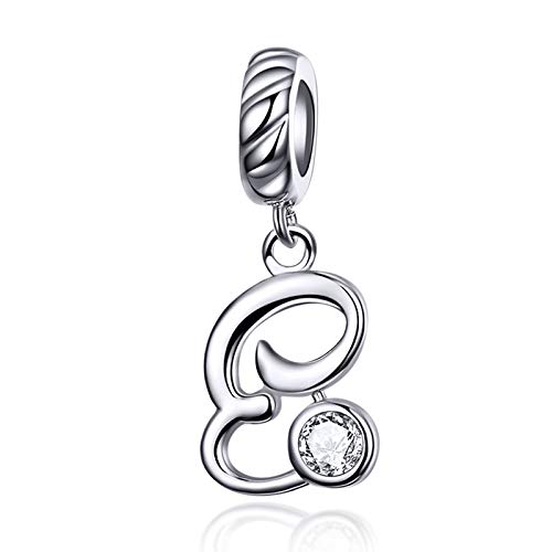 LaMenars Damen Charm-Anhänger Alphabet Buchstabe 925 Sterling Silber passend für, Chamilia und europäische Charm-Armbänder & Halsketten (Buchstabe E) LaMenars Damen Charm-Anhänger Alphabet Buchstabe 925 Sterling Silber passend für, Chamilia und europäische Charm-Armbänder & Halsketten (Buchstabe E) von LaMenars