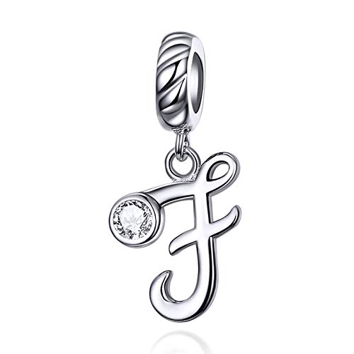 LaMenars Damen Charm-Anhänger Alphabet Buchstabe 925 Sterling Silber passend für, Chamilia und europäische Charm-Armbänder & Halsketten (Buchstabe F) LaMenars Damen Charm-Anhänger Alphabet Buchstabe 925 Sterling Silber passend für, Chamilia und europäische Charm-Armbänder & Halsketten (Buchstabe F) von LaMenars
