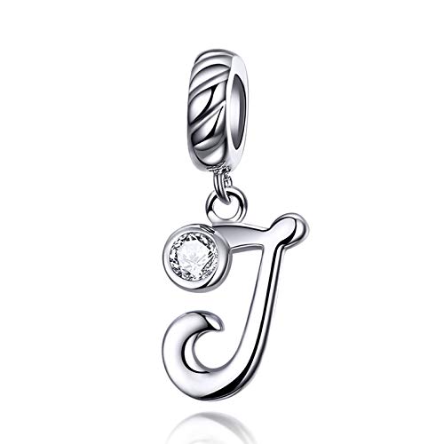 LaMenars Damen Charm-Anhänger Alphabet Buchstabe 925 Sterling Silber passend für, Chamilia und europäische Charm-Armbänder & Halsketten (Buchstabe J) LaMenars Damen Charm-Anhänger Alphabet Buchstabe 925 Sterling Silber passend für, Chamilia und europäische Charm-Armbänder & Halsketten (Buchstabe J) von LaMenars