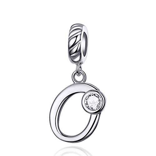 LaMenars Damen Charm-Anhänger Alphabet Buchstabe 925 Sterling Silber passend für, Chamilia und europäische Charm-Armbänder & Halsketten (Buchstabe O) LaMenars Damen Charm-Anhänger Alphabet Buchstabe 925 Sterling Silber passend für, Chamilia und europäische Charm-Armbänder & Halsketten (Buchstabe O) von LaMenars