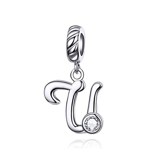 LaMenars Damen Charm-Anhänger Alphabet Buchstabe 925 Sterling Silber passend für, Chamilia und europäische Charm-Armbänder & Halsketten (Buchstabe U) LaMenars Damen Charm-Anhänger Alphabet Buchstabe 925 Sterling Silber passend für, Chamilia und europäische Charm-Armbänder & Halsketten (Buchstabe U) von LaMenars