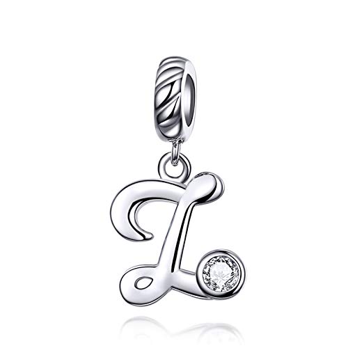 LaMenars Damen Charm-Anhänger Alphabet Buchstabe 925 Sterling Silber passend für, Chamilia und europäische Charm-Armbänder & Halsketten (Buchstabe Z) von LaMenars