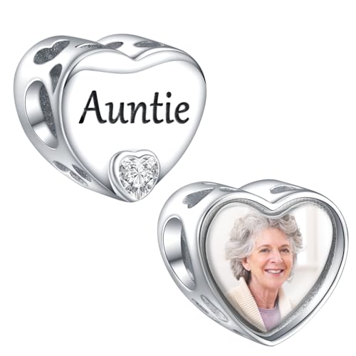 LaMenars Tante personalisierte Herz Bild Charm 925 Sterling Silber Charms mit geliebten Charms Perlen passen Frauen Armband Halskette Urlaubsgeschenke für Familie LaMenars Tante personalisierte Herz Bild Charm 925 Sterling Silber Charms mit geliebten Charms Perlen passen Frauen Armband Halskette Urlaubsgeschenke für Familie von LaMenars