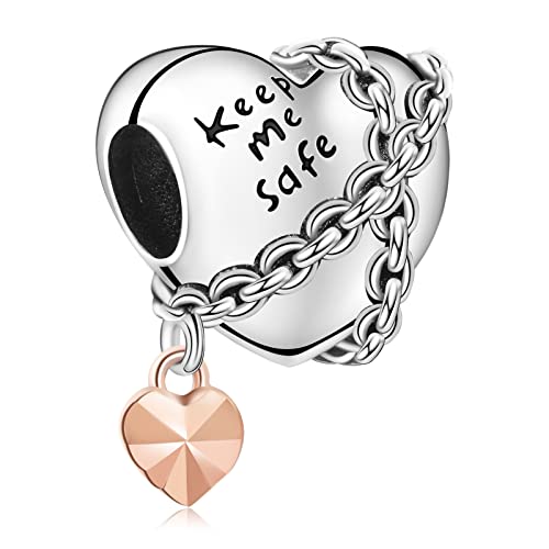 LaMenars Beschütze mich Liebe Charms 925 Silber für Frauen Familie Freundin Mutter Liebhaber Schwester Anhänger Charm Geeignet für Frauen Armbänder und Halsketten Geburtstag Muttertag Geschenk von LaMenars