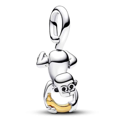 LaMenars Two-coloured Articulated Monkey Pendant Charm für Armbänd 925 Sterling Silber Bead Women Charms Mother's Day Birthday Anniversary Jewelry for Girls Wife von LaMenars