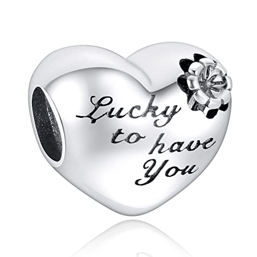 LaMenars Valentines Lucky Love Charm für Armbänder 925 Silber Anhänger Perlen für Halsketten Baumeln zum Muttertag Geburtstag von LaMenars