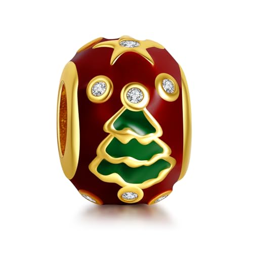 LaMenars Weihnachtsbaum Perlen Charm for 925 Sterling Silver Perlen für Mädchen Geschenke für Frauen Halskette & Armband von LaMenars