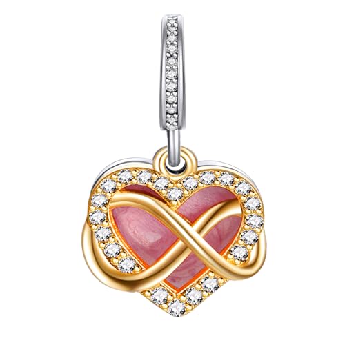 LaMenars für Armbänd Sparkling Infinity Heart Gold Dangle Charm 925 Sterling Silber Bead Women Charms Mother's Day Birthday Anniversary Jewelry for Wife von LaMenars