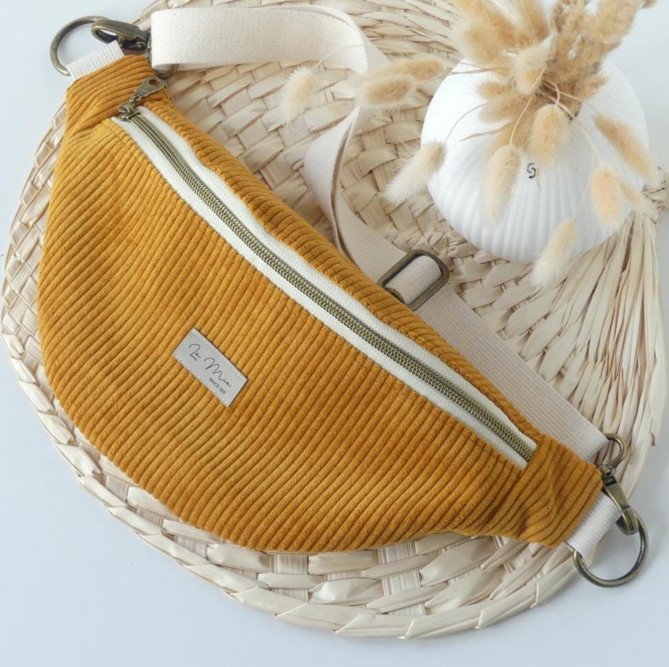 Cord Bauchtasche Damen Curry, Hüfttasche & Umhängetasche, Festival Tasche Mit Innenfach Und Verstellbarem Gurt Cord Bauchtasche Damen Curry, Hüfttasche & Umhängetasche, Festival Tasche Mit Innenfach Und Verstellbarem Gurt von LaMiaDE