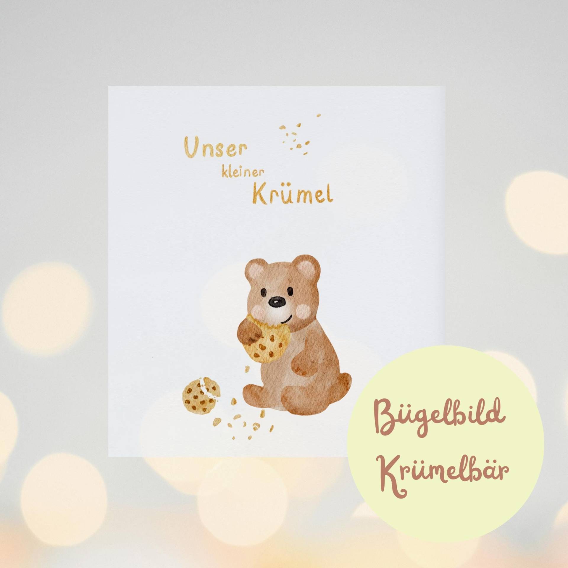 Bügelbild Kleiner Krümelbär Mit Keks, Ideal Für Babykleidung, Einzelnes Bügelpatch, Geschenkidee Taufe, Geburt Baby Junge, Mädchen von LaMioLena