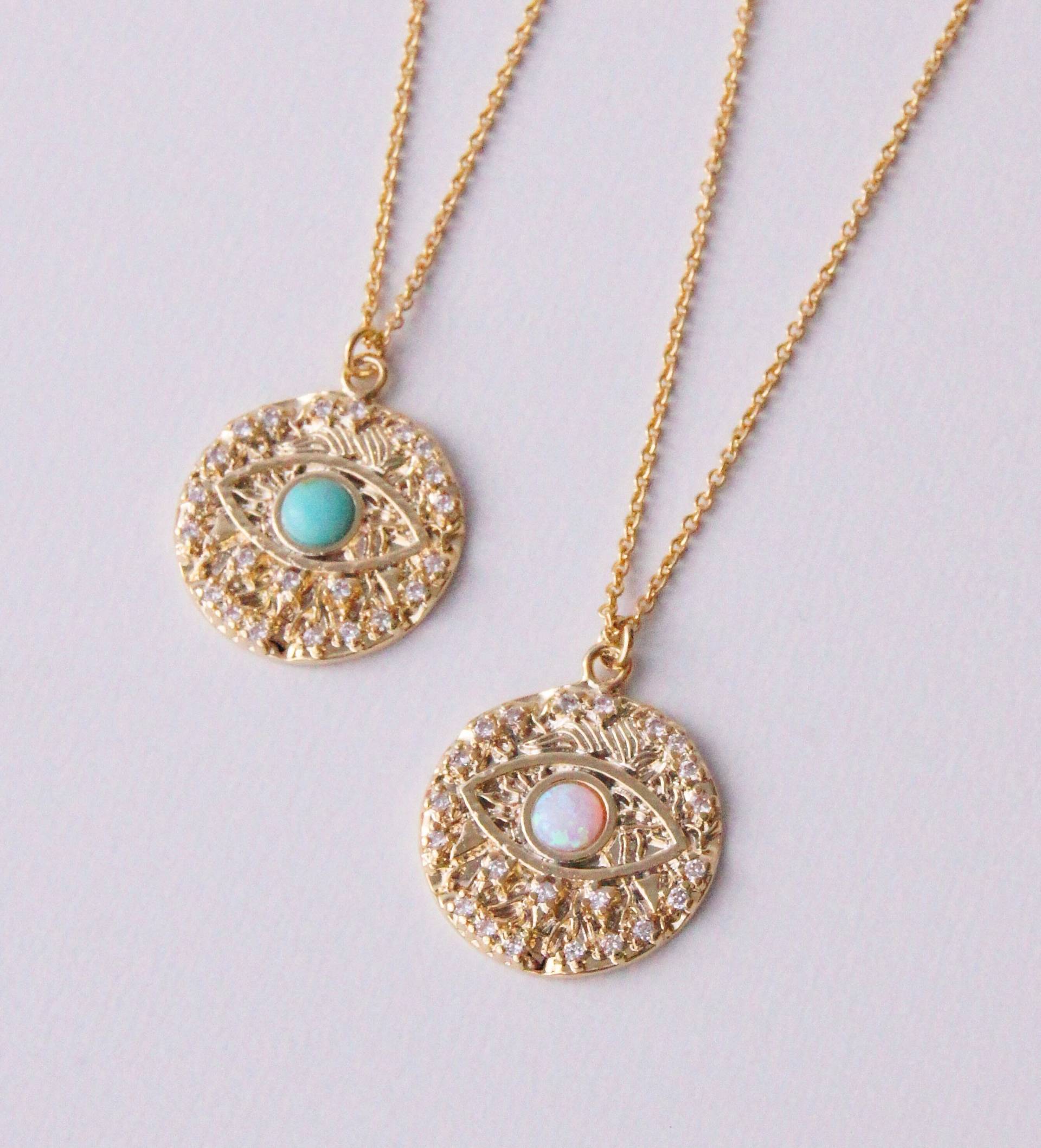 Böses Auge Charm Halskette, Gold Kette, Evil Eye Zierliche Böser Blick Böses Auge Charm Halskette, Gold Kette, Evil Eye Zierliche Böser Blick von LaModestie
