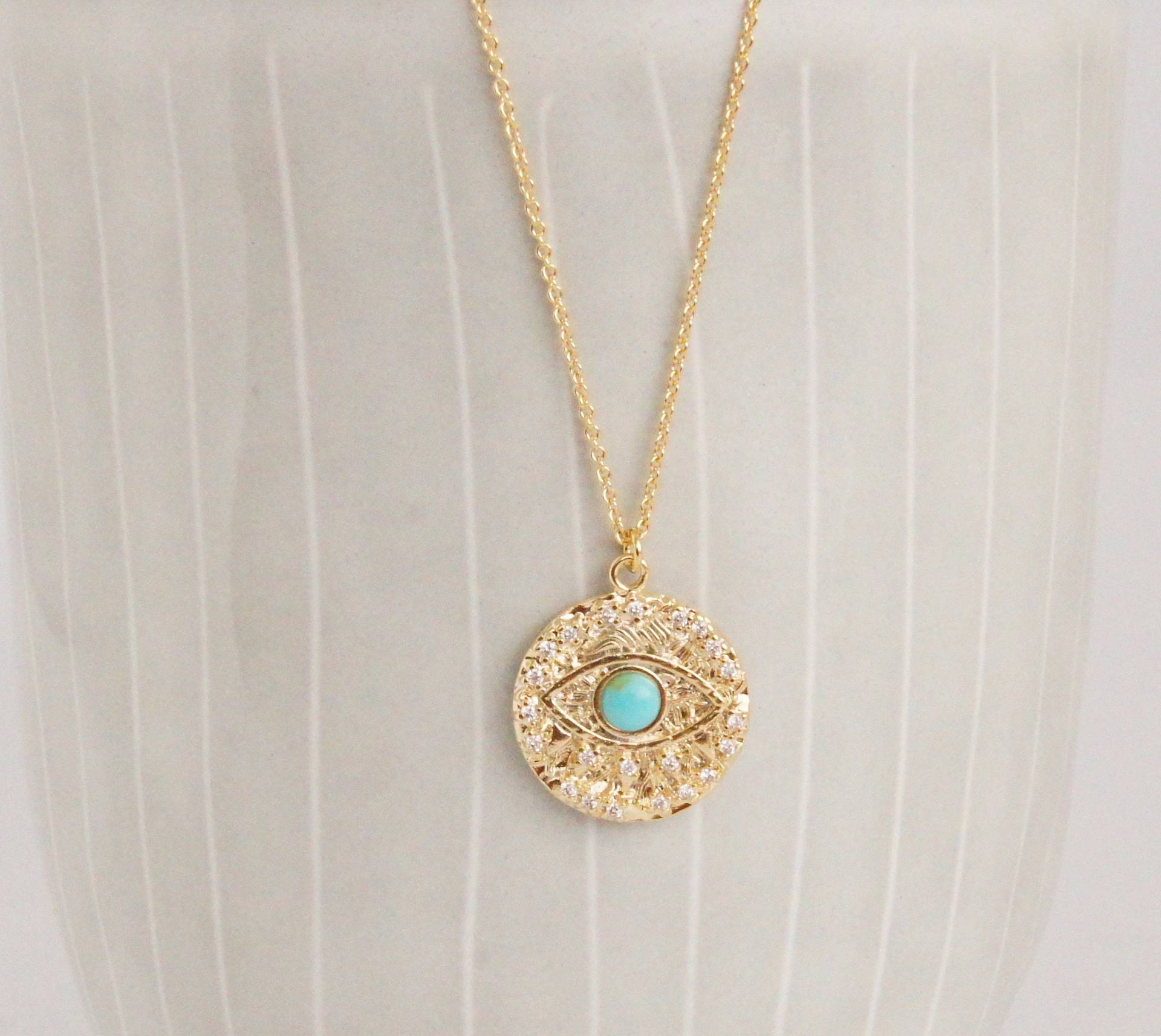 Böses Auge Charm Halskette, Gold Kette, Evil Eye Zierliche Böser Blick Böses Auge Charm Halskette, Gold Kette, Evil Eye Zierliche Böser Blick von LaModestie
