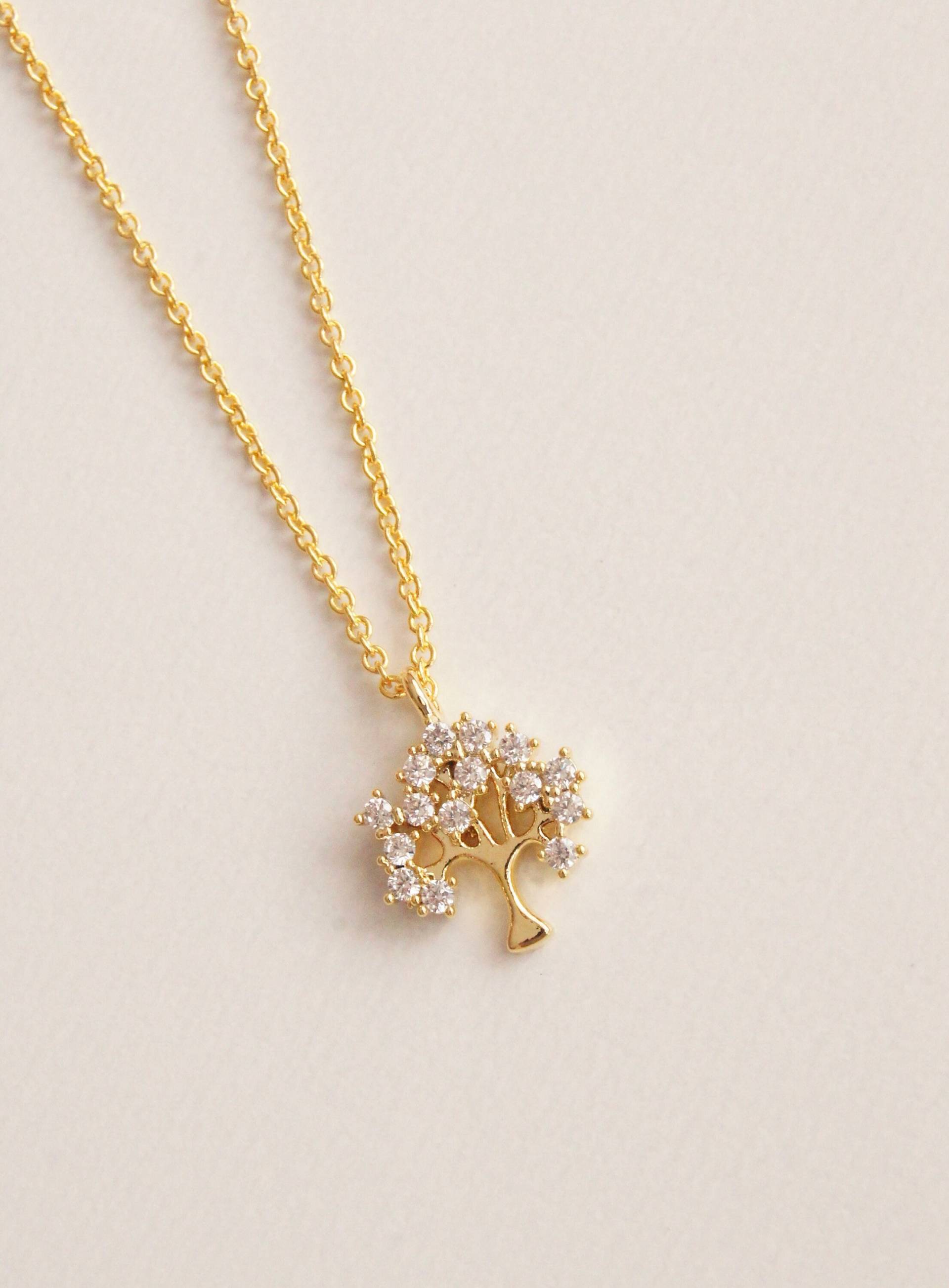 Gold Kette, Kette Mit Lebensbaum, Lebensbaum Zierliche Halskette, Gold, Baum Anhänger Gold Kette, Kette Mit Lebensbaum, Lebensbaum Zierliche Halskette, Gold, Baum Anhänger von LaModestie