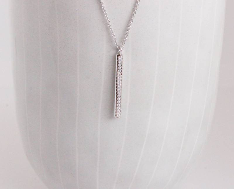 Silber Kette, Stabanhänger, Zierliche Halskette, Boho Kette Silber von LaModestie