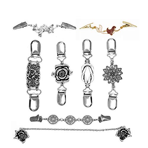LaMure 8 Stile Silber Gold Vintage Pullover Schal Clip Kragen Pins Broschen Retro Blumenmuster Cardigan Kragen Clips für Frauen Mädchen von LaMure