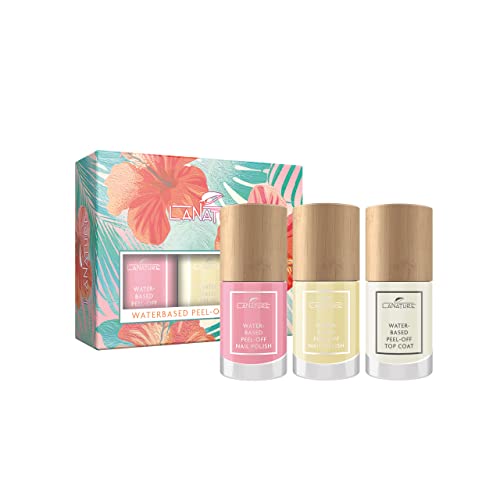LaNature wasserbassierter Nagellack- VEGAN - Waterbased Peel-Off Nail Polish - zwei Farben Set inklusive Top Coat - Hawaiian Sunrise von LaNature