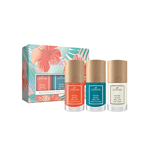 LaNature wasserbassierter Nagellack- VEGAN - Waterbased Peel-Off Nail Polish - zwei Farben Set inklusive Top Coat - Hawaiian Sunset von LaNature