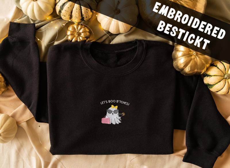 Bestickter Halloween Hoodie Süßem Geist Motiv | Lustiges Geister Sweatshirt Für Damen Herbst & Pullover Geschenk Freundin von LaNuvDesign