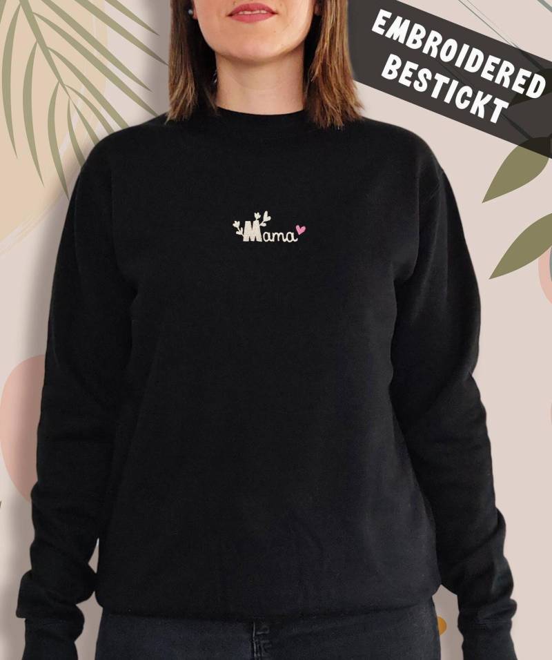 Bestickter Mama Hoodie Mit Floralem Motiv Mom Sweatshirt Geschenk Für Pullover Embroidered Damen von LaNuvDesign