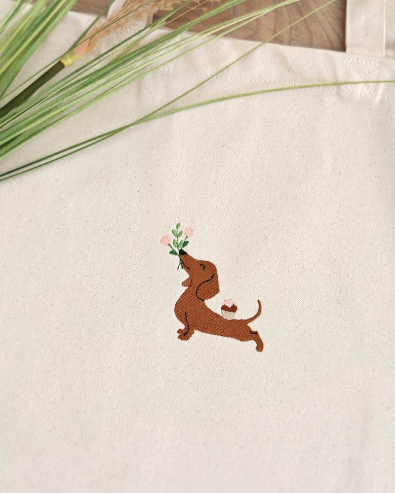 Geburtstagsgeschenk Dackel-Liebhaber | Jutebeutel Hunde Motiv Bestickt Geschenk Hundebesitzer Dackelliebhaber Stofftasche Frauen Tasche von LaNuvDesign