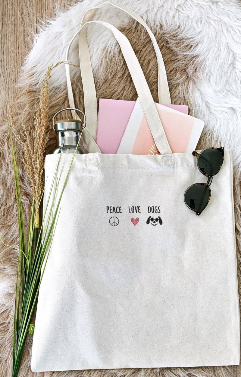 Jutebeutel Hundemotiv Bestickt | Geschenk Für Hundeliebhaber & Hunde-Mama Stofftasche Frauen Tragetasche Hund Geschenkidee Geburtstag von LaNuvDesign