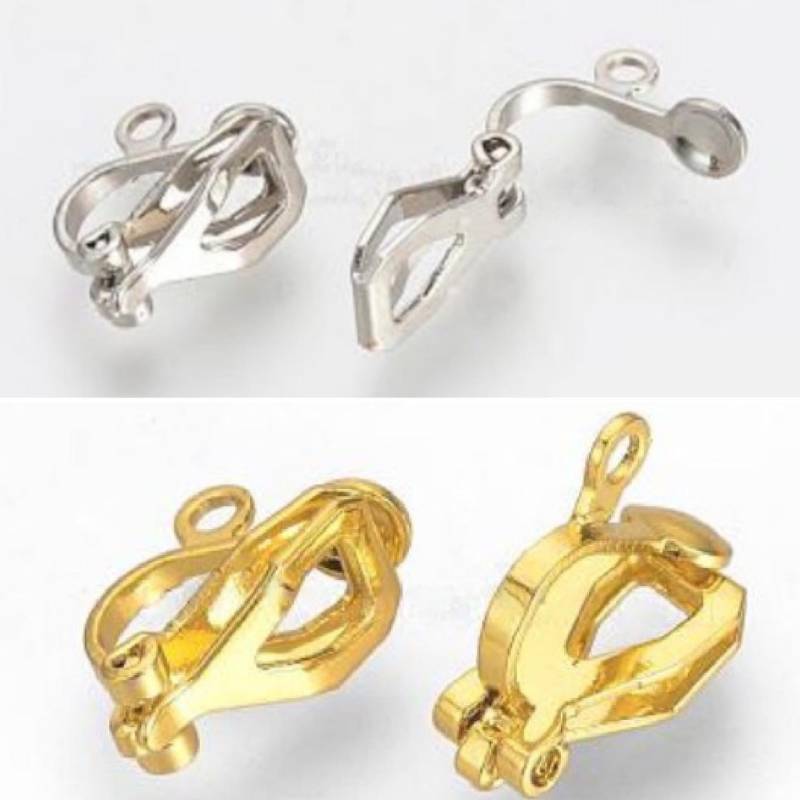 Ohrklemmen Fake-Ohrringe Ohne Ohrloch Silber Gold 13 Mm Basteln Ohr Schmuck Diy Keine Ohrlöcher Kinder Mädchen Frauen von LaPerlaDiSaWi