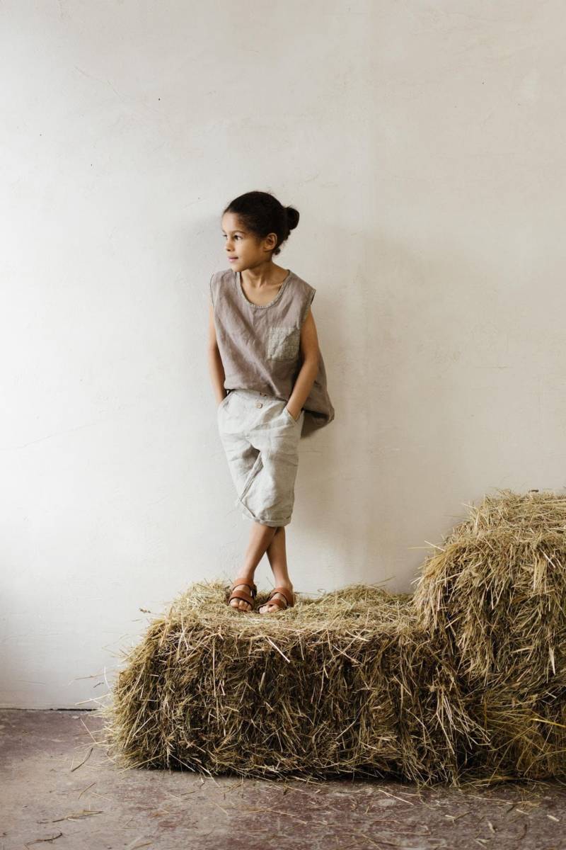 Ärmelloses Leinenhemd Für Kinder Personalisierbare Babybluse, Optionale Stickerei von LaPetiteAlice