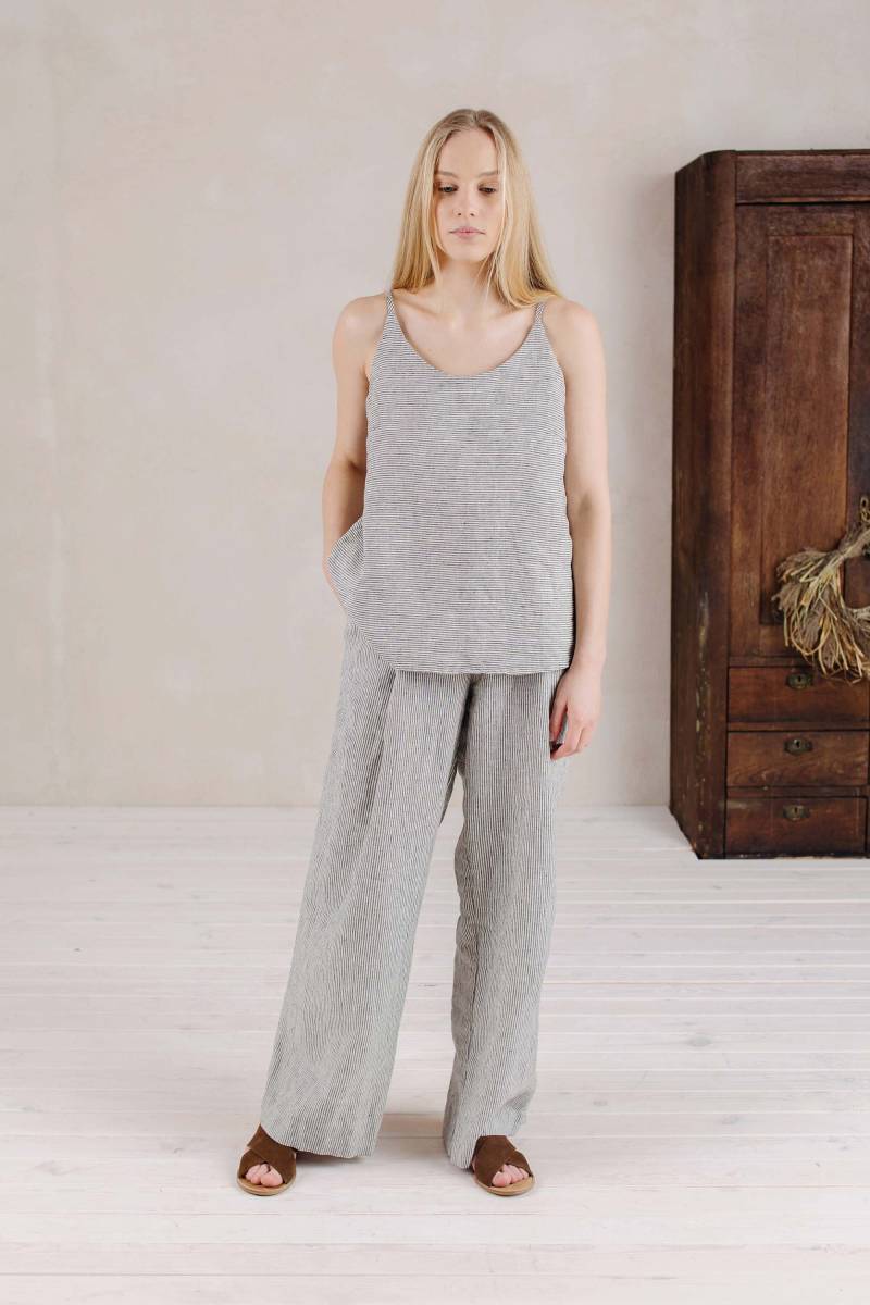 Amber Leinen Hose Mit Weitem Bein Amber, Palazzo Hoher Taille, Baggy Hose, Lockere | Optional Stickereien von LaPetiteAlice