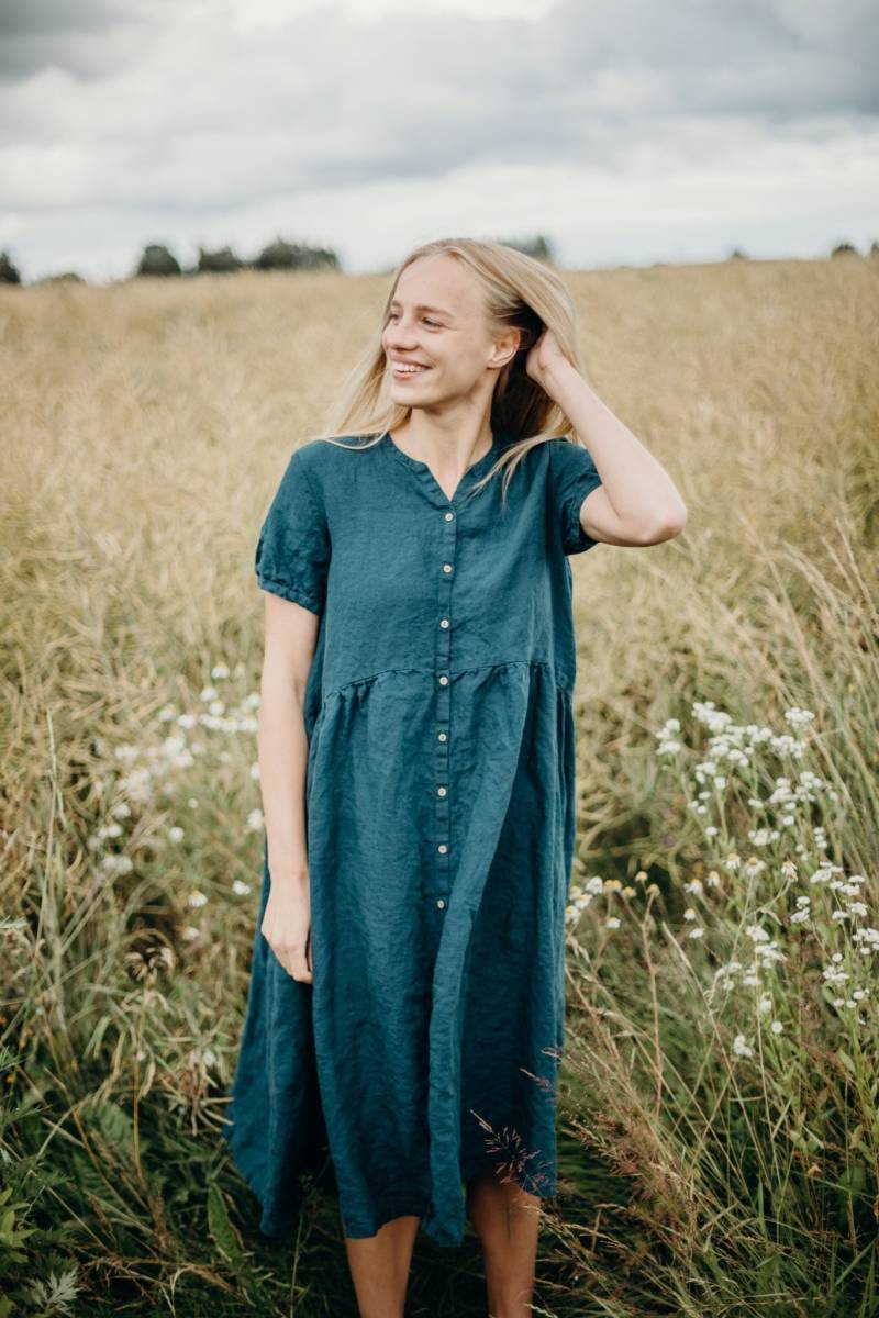 Bio Leinen Sommerkleid Leichtes A-Linien-Kleid Mit Taschen von LaPetiteAlice