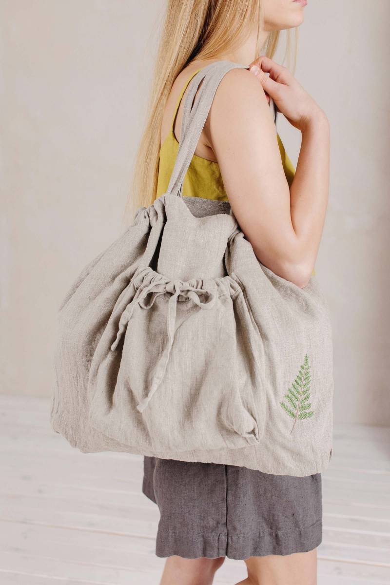 Einkaufstasche Aus Leinen Wiederverwendbare Mit Optionaler Stickerei von LaPetiteAlice