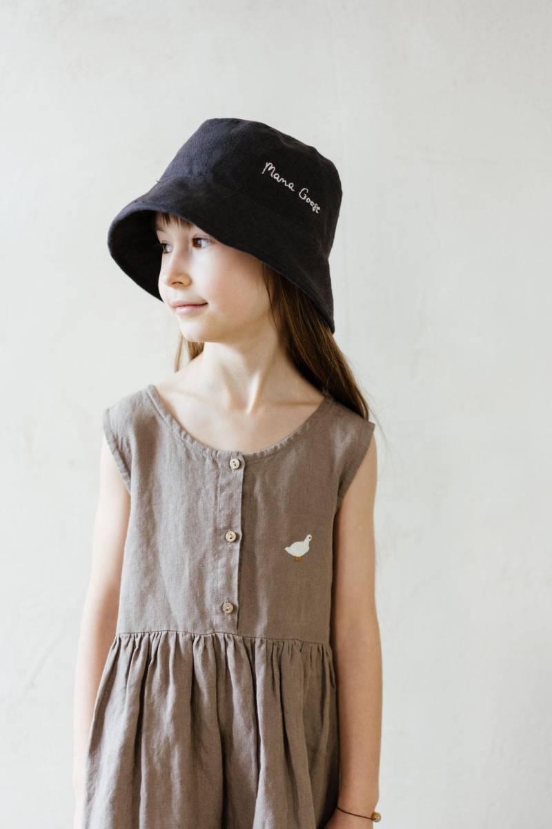 Kinder Leinen Eimer Sonnenhut Weicher Rand, Optionale Stickerei von LaPetiteAlice