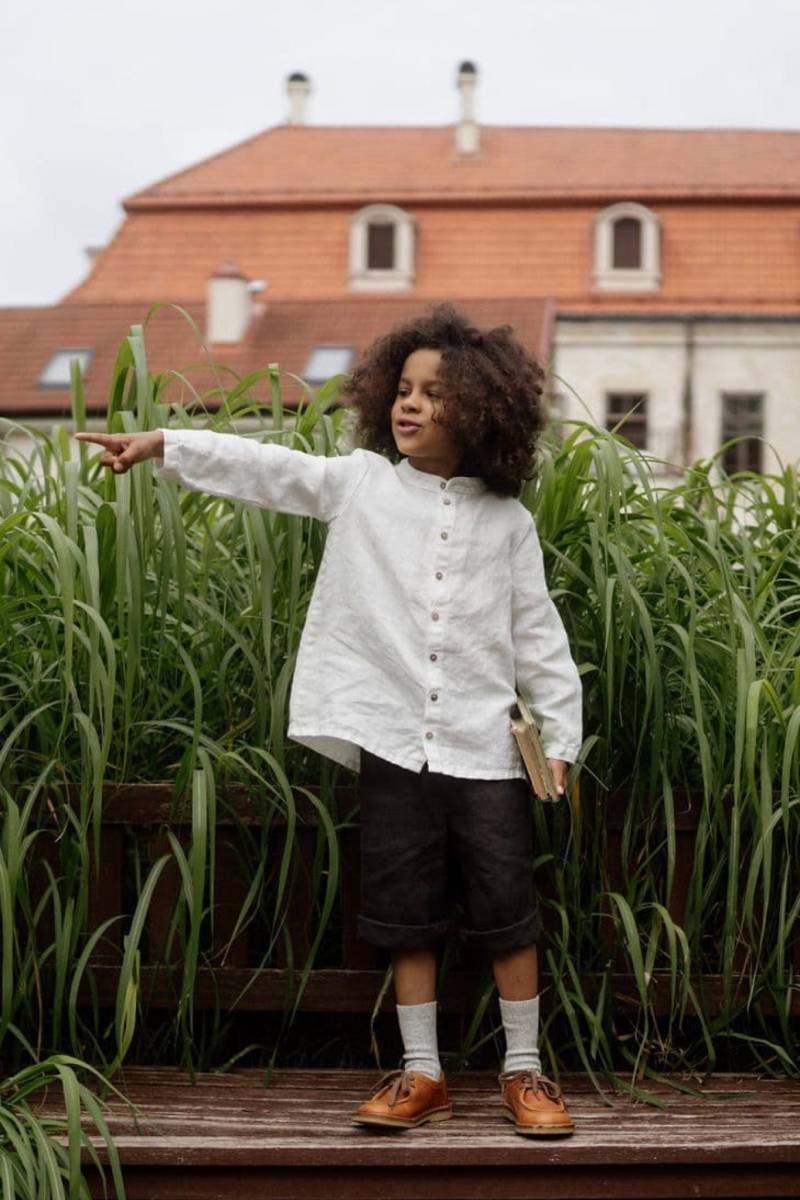Kinder Weiß Leinen Shirt Langarm Boho Kleinkind Kleidung von LaPetiteAlice