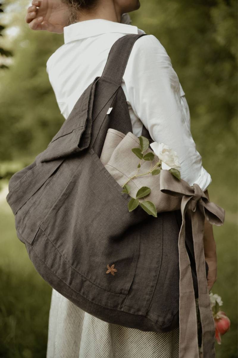 Kleine Leinen Strandtasche, Markttasche Aus Leinen, Handtasche, Einkaufstasche Gewaschenem | Optional Stickerei von LaPetiteAlice