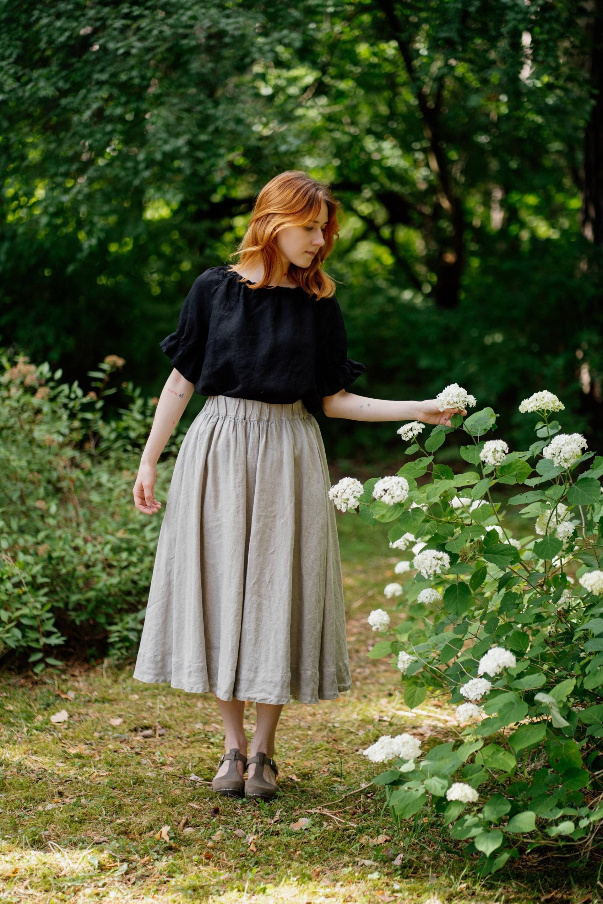 Leinen Bluse Emy Rüschen Arm Top, Weich Gewaschener Flachs von LaPetiteAlice