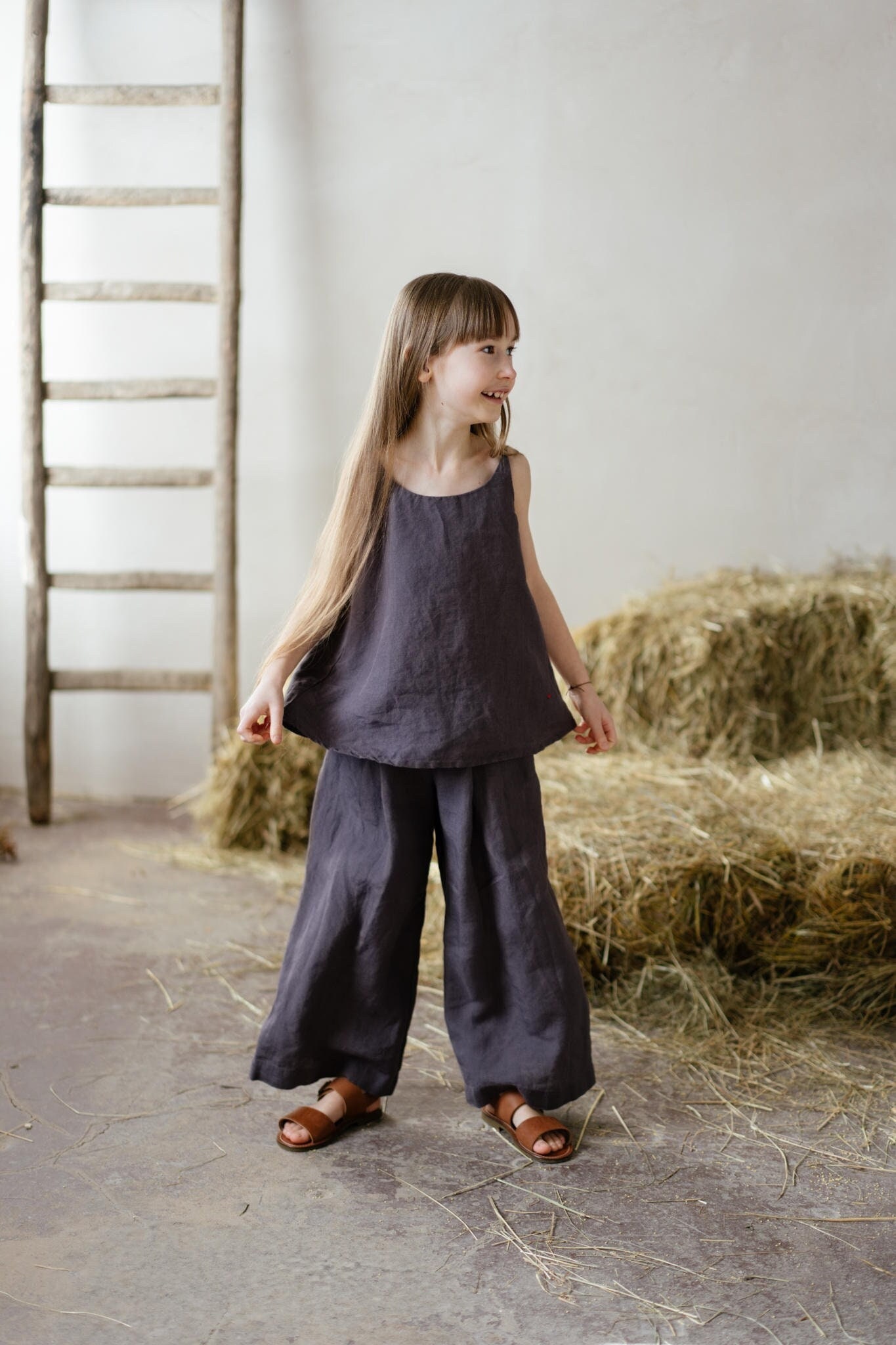 Leinen Bundfaltenhose Unisex Hose Mit Weitem Bein Und Optionaler Stickerei von LaPetiteAlice