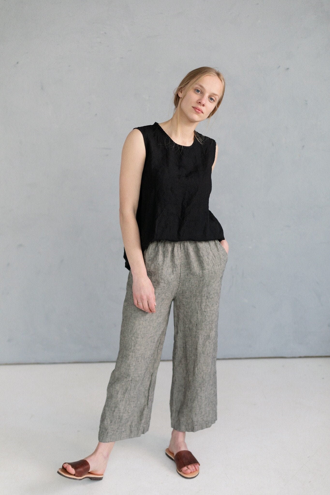 Leinen Culotte Palazzo Hose Frauen Loose Fit Haremshose, Optional Stickerei von LaPetiteAlice