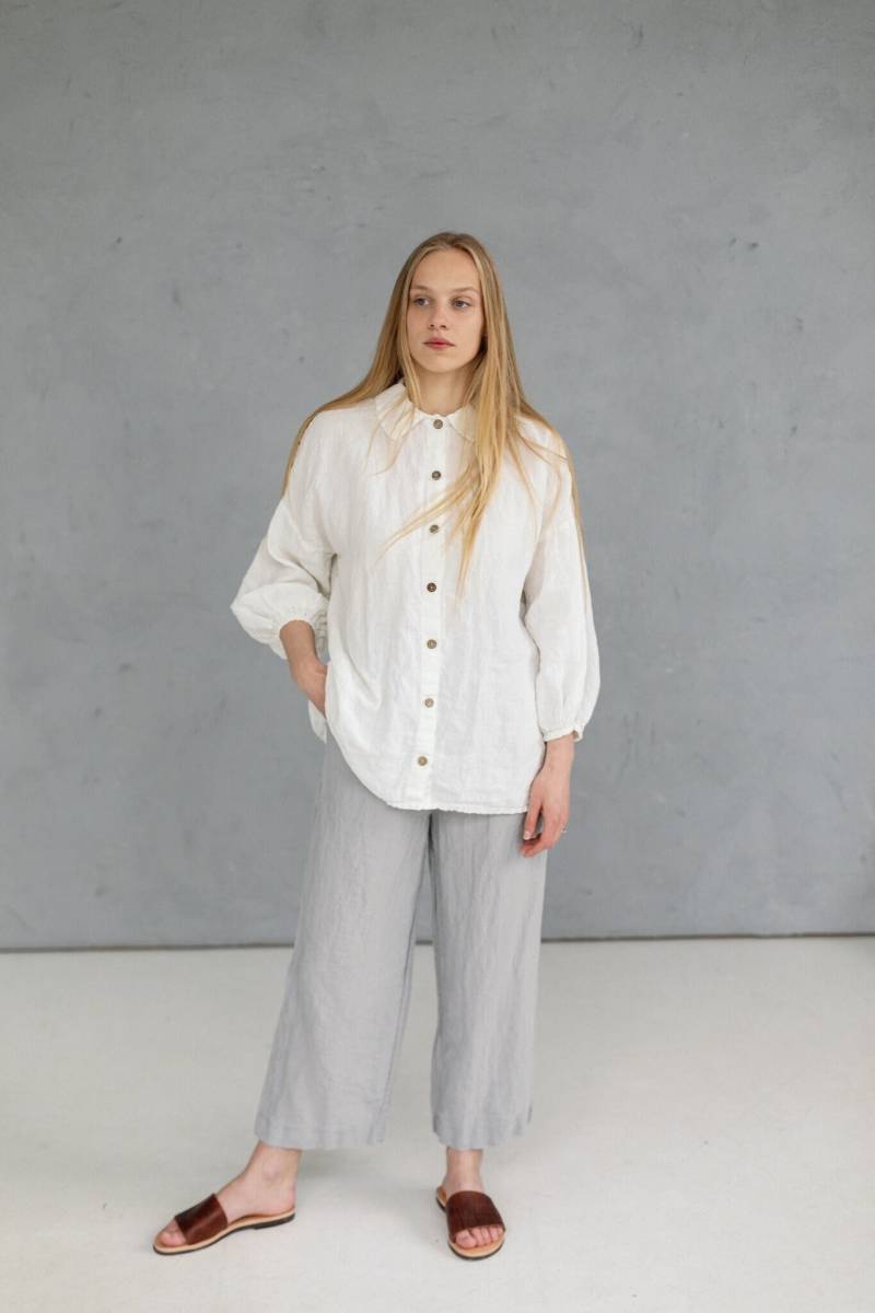 Leinen Culottes Hose Mit Weitem Bein Taschen - Optional Stickerei von LaPetiteAlice