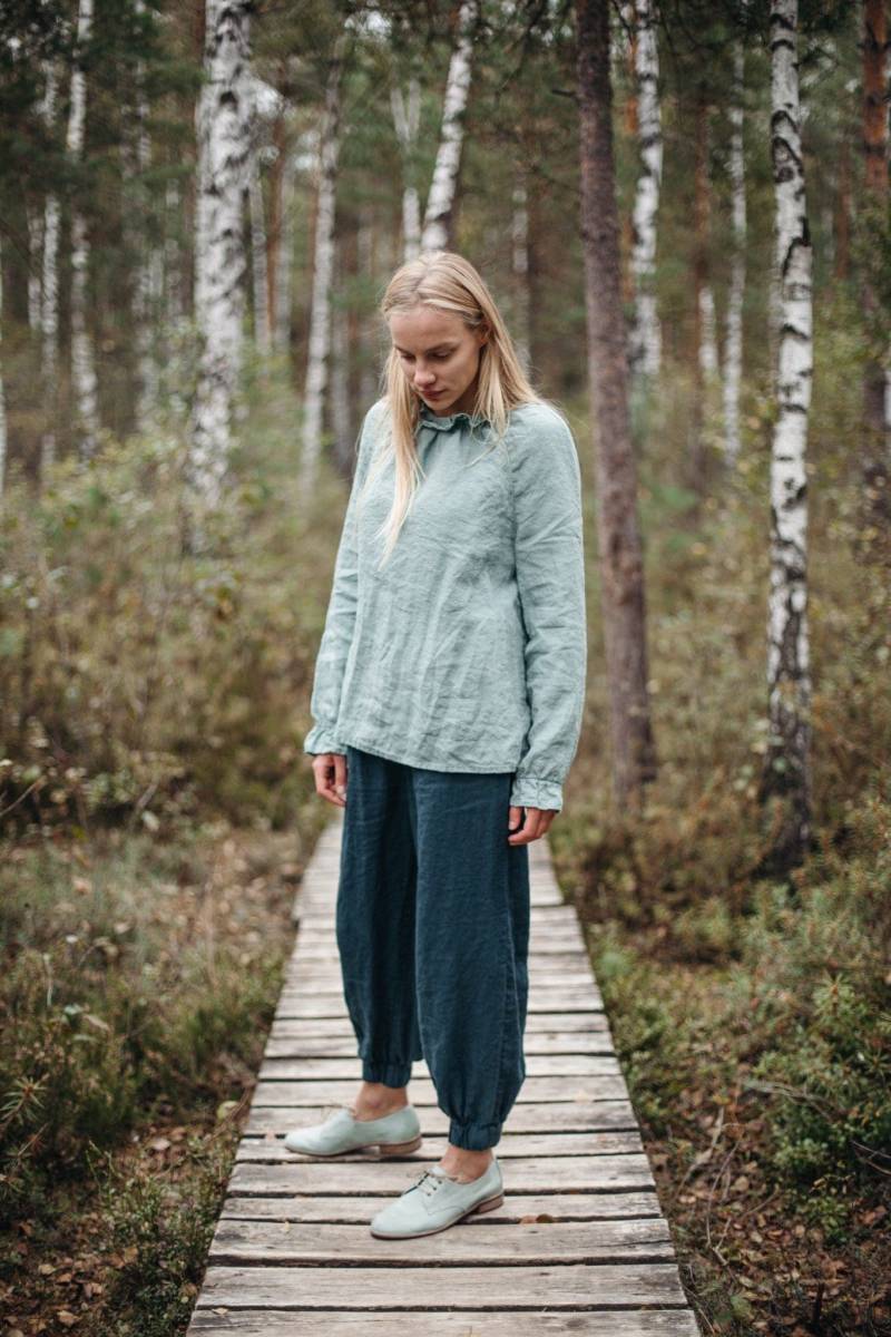 Leinen Haremshose Hoch Taillierte Umstandshose - Optional Mit Stickerei von LaPetiteAlice