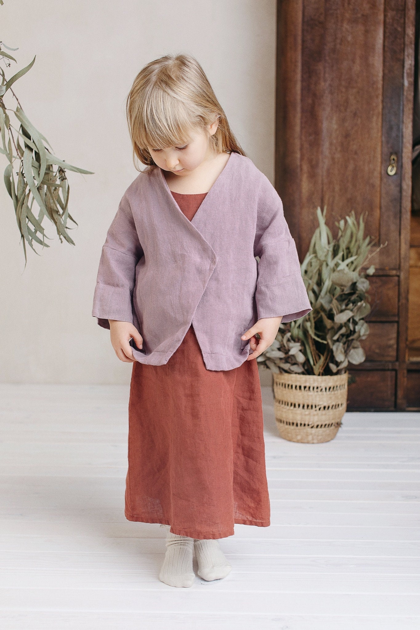 Leinen Kimono Jacke Martine Für Kinder | Optional Stickerei von LaPetiteAlice