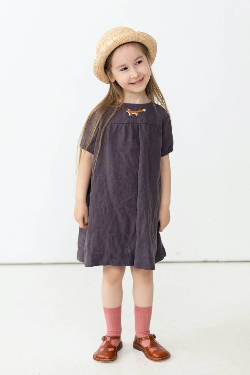 Leinen Kleinkind Kleid Sommer Boho Style Mit Fuchs Stickerei von LaPetiteAlice