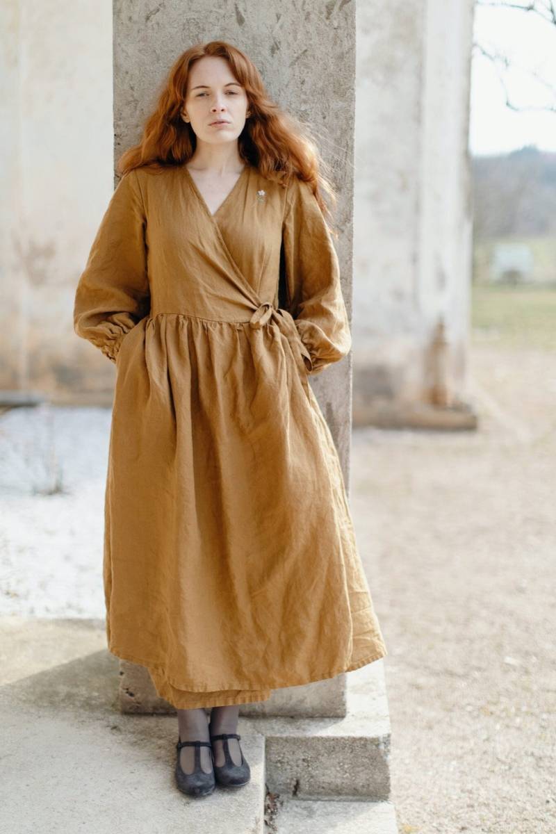 Leinen Maxi Wickelkleid Übergroßes One Size Kleid Mit Optionaler Stickerei von LaPetiteAlice