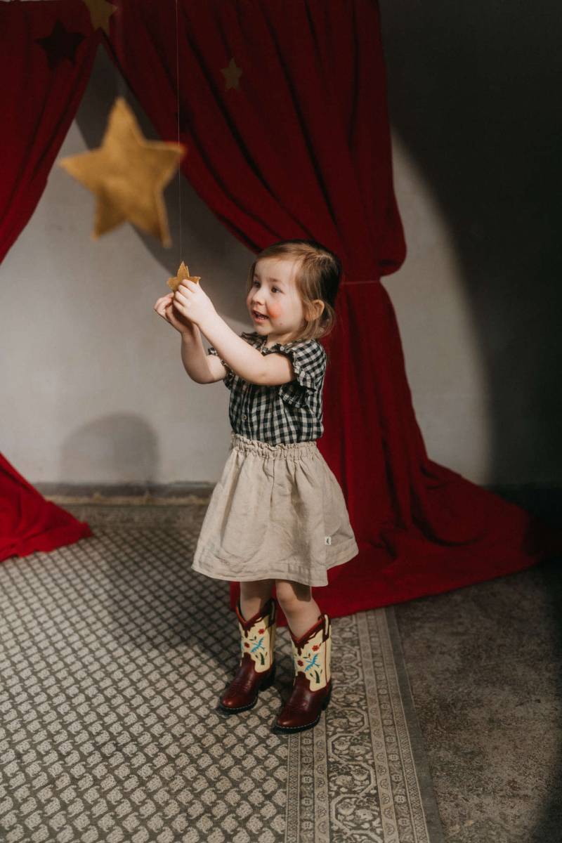 Leinen Midi Rock Boho Faltenrock Mit Rüschen Taille von LaPetiteAlice